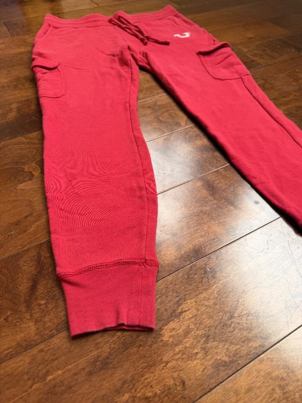 True Religion Cargo Jogger Sweatpants, Red Cotton 34x28